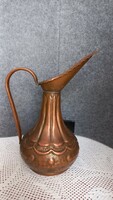 Jug with red copper pattern, marked, 25.5 cm, inner opening: 3.5 cm, 482 gr, two min. Dent