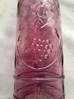 Antik szőlős boros rozsaszin üveg literes