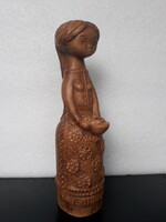 Gyula Kőfalvi applied art ceramic statue of girl with pigtails