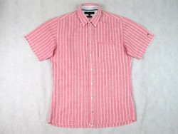 Original tommy hilfiger (m) elegant short-sleeved men's linen-cotton blend shirt