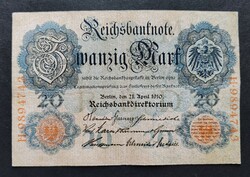 Németország 20 Márka 1910 (II.), F+
