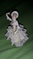 Antik 19. sz jelzésű német porcelán Unterweissbach mini barokk Balerina figura 10 cm képek szerint