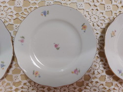 Zsolnay, beautiful floral porcelain cake plates with gold edges