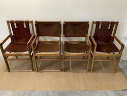 Dining chairs, 4 leather chairs