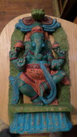 45x25 cm-es , keményfából faragott , nagyon látványos , patinás , indiai Ganésa / Ganesha szobor