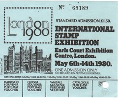 International stamp exhibition london 80 london 80 0019 admission ticket