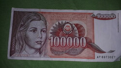 Old Yugoslavia 100000 dinars - one hundred thousand - paper money 1989 - according to the pictures