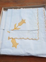 Beautifully embroidered 4-piece htsz cotton bed cover in original box from the 1970s