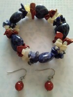 Mineral stone bracelet + gift carnelian stone earrings