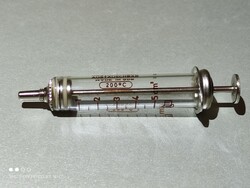 LEÁRAZTAM NAGYON! Vintage német hőálló üveg krómozott fém orvosi injekciós fecskendő 5 cm3
