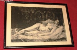 Iván solid: reclining woman - marked etching - nude