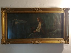 Jézus az olajfák hegyén. Antik olaj/vászon festmény