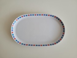 Retro large size 38 cm lowland porcelain oval bowl with blue and red flowers