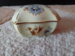 Zsolnay porcelán búzavirág mintás bonbonier