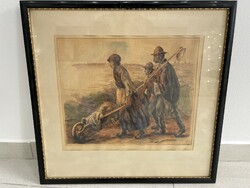 Unknown master colored etching farmers harvesters