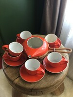 Régi Zsolnay Várdeák Ildikó porcelán kávés készlet, hiányos