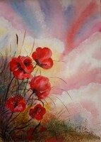 Virágos rét ~ Akvarell festmény