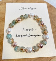 Bridesmaid invitation - onyx and real shell pearl bracelet