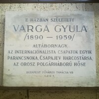 Commemorative plaque of Lieutenant General Gyula Varga (1891-1959), commander of internationalist troops