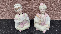 Old Victorian German Biscuit Porcelain, moving head couple statues, figurines