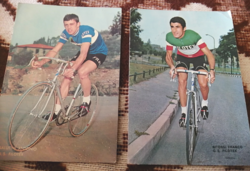 2 Italian postcards. Professional cyclists from the '70s.