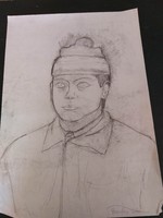 Pencil drawing male portrait