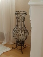 Floor vase, blown glass in a metal jacket