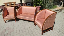 Very rare, antique, design Art Nouveau mahogany sofa with beautiful fabric from the 1910s
