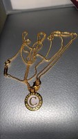 Original, marked shine gilding, silver ts 90 cm necklace with charmclub pendant