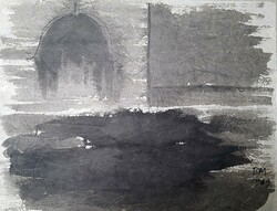 Borsos Miklós - 28 x 37 cm lavírozott tus, rizspapír 1969