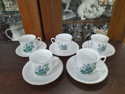 Chinese 5-person hand-painted floral coffee and tea set, set.