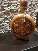 Wooden water bottle with the flower of life motif, marked