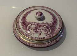 Rare purple color! Hollóháza Jurcsák László limited edition porcelain bonbonnier