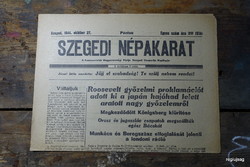 1944 October 27 / Szeged People's Will / for a birthday :-) original, old newspaper no.: 25533