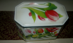 Louise Carling tin box angol fém doboz tulipános