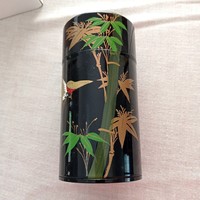 Kínai teafűtartó fém doboz, lakk festésű