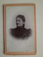 Antique business card (cdv) photo, female portrait, January 1900, unknown photographer,