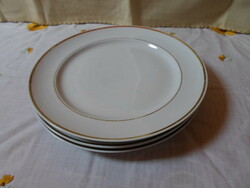 Alföld porcelain, white plate with gold rim 4. (Gold rim, flat)