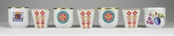 1O075 mixed Raven House porcelain stamped cup set 7 pieces