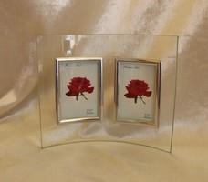 Elegant new double picture frame, made of bent polished glass