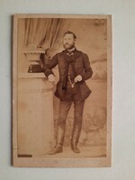 Antique business card (cdv) photo, man in fancy dress, 1860s, unknown photographer