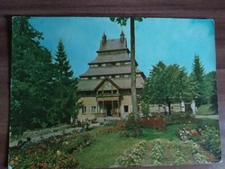 Old postcard, mountain hut, sports resort, 1970s