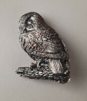 Vintage bagoly alpakka kitűző, bross, bizsu