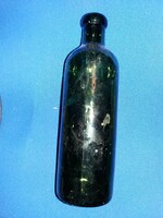 Antik étkezési olajos kerek vastag falú üveg palack, 0,5 gyűjtőknek a képek szerint