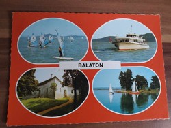 Old postcard, balaton, mosaic postcard, sailboats, ship, circa 1980s