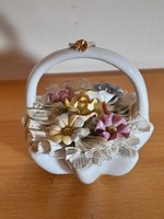 Vintage porcelán virágos kosár