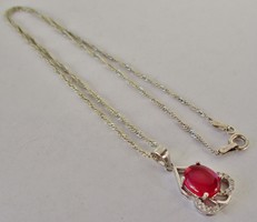 Silver necklace with a beautiful ruby pendant
