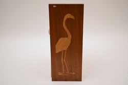 Retró / Mid Century Falikép / Intarzia Flamingó / Fúrnér