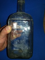 Antik téglatest alakú pocakos üveg palack, 05 literes, gyűjtőknek a képek szerint