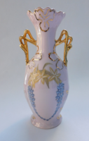 Haas&czjzek pink porcelain Art Nouveau vase with purple acacia pattern 13 cm
